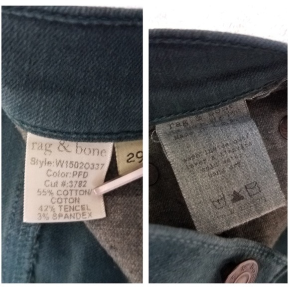 Rag & bone Jean 29 Skinny Green denim Stretch Slim - Picture 8 of 8